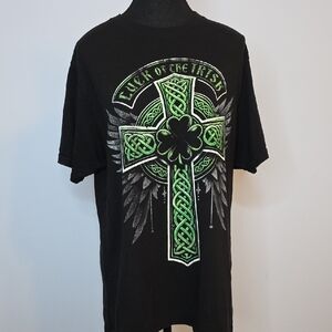 Black T-Shirt with Green Celtic Cross Design